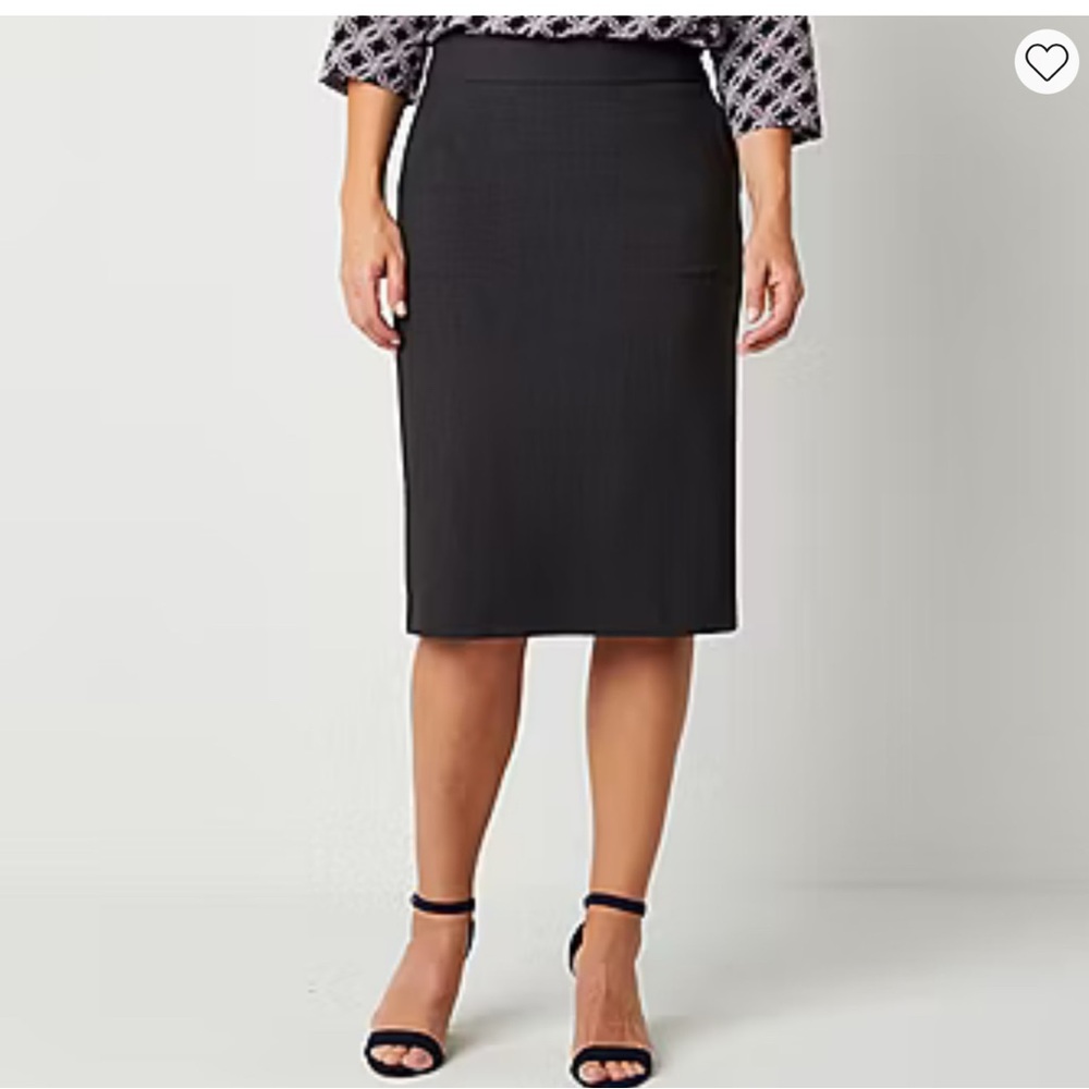 Liz Claiborne Womens Mid Rise Pencil Skirt Charcoal Heather Sz L